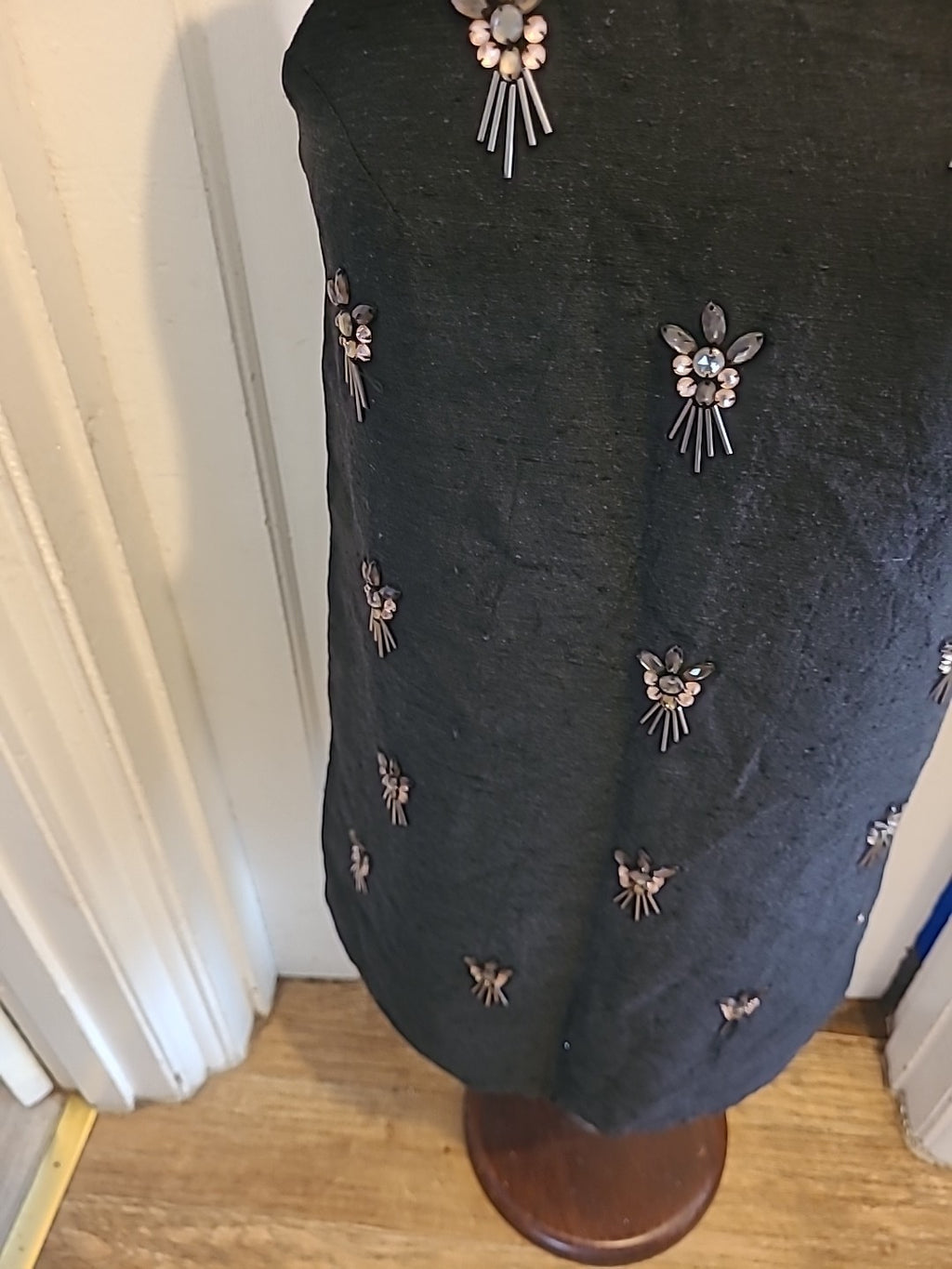 Ladies Topshop size 8 black with diamonte sleeveless lined dress