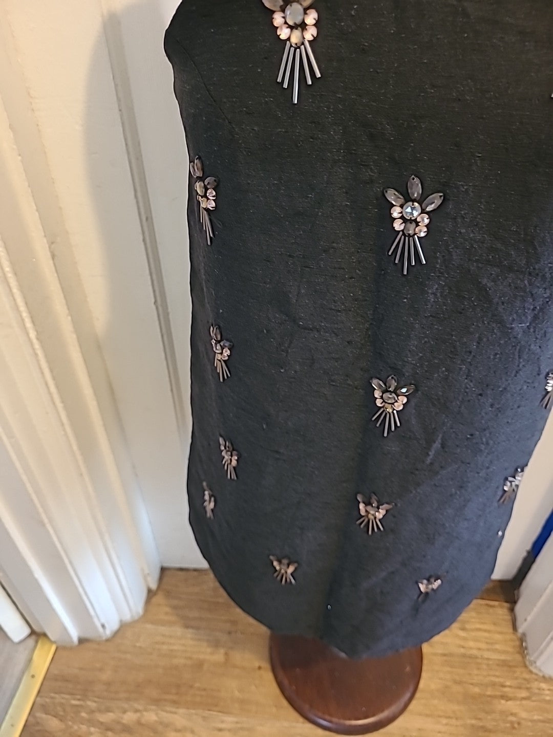 Ladies Topshop size 8 black with diamonte sleeveless lined dress