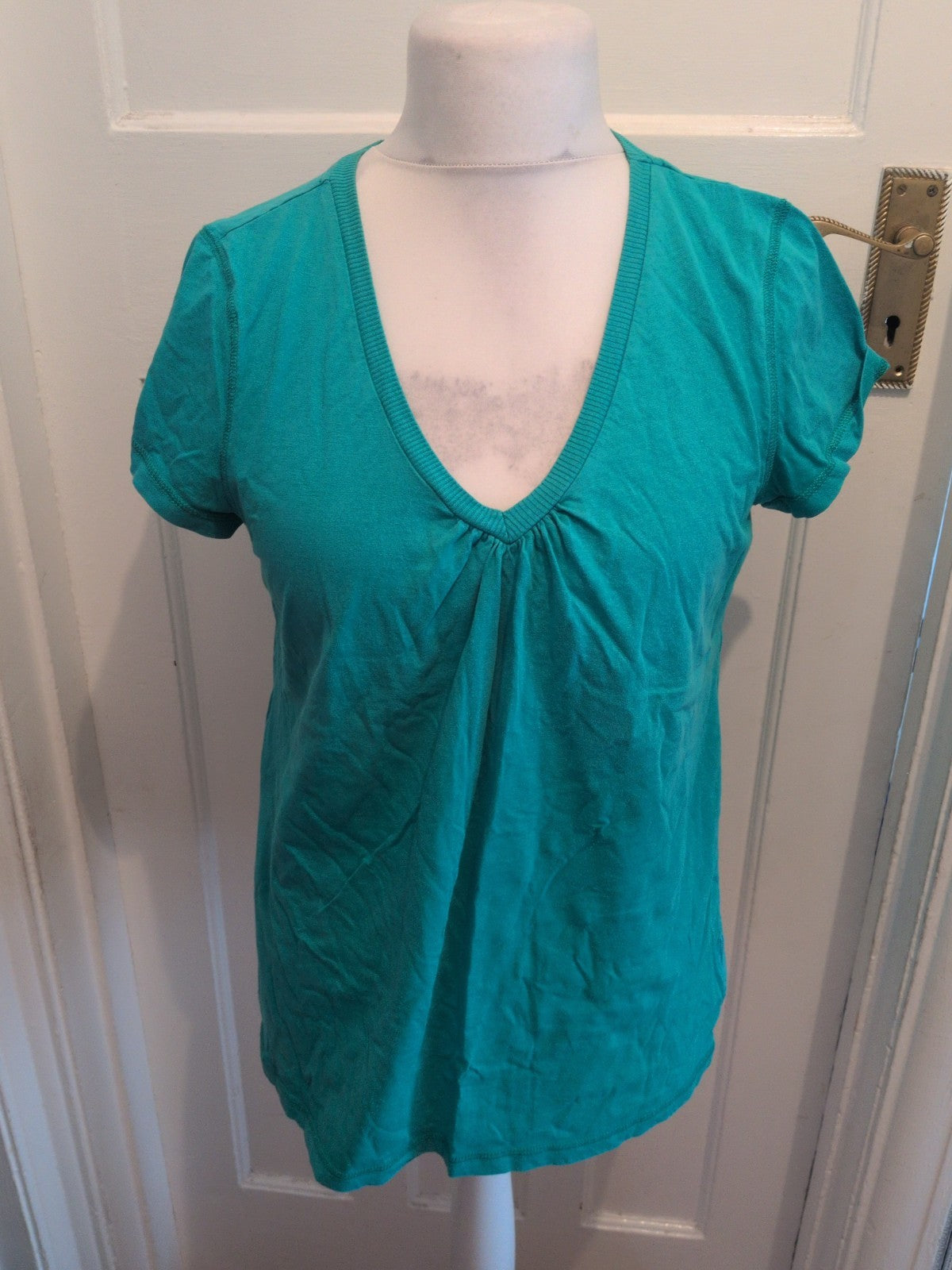 Cherokee 16 Dark Mint V Neck Short Sleeve Blouse
