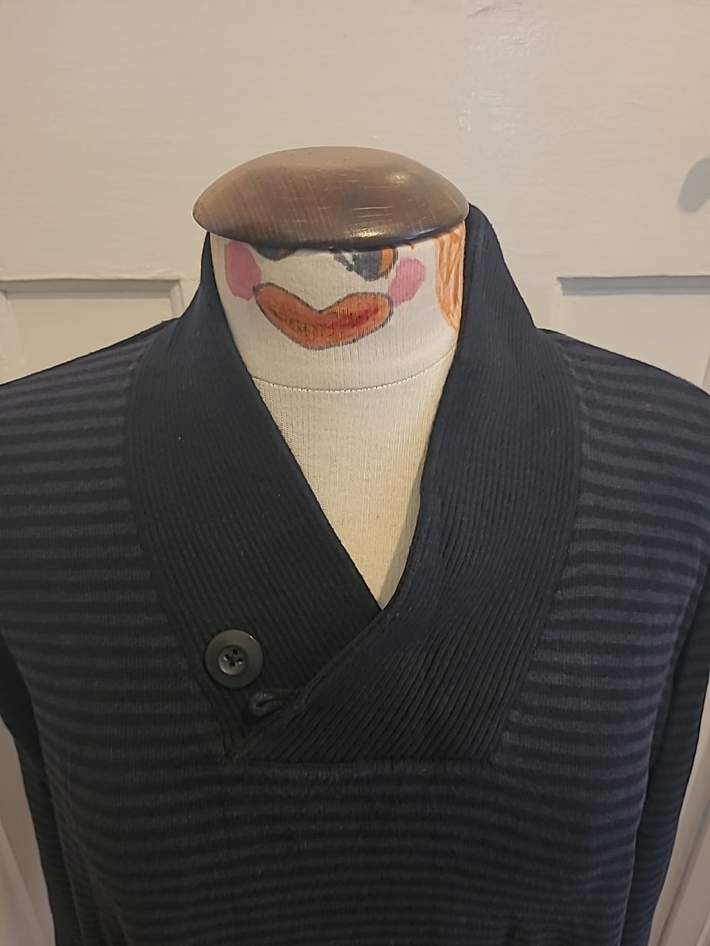 Mens Tu Size Large Navy Black Striped Long Sleeved Pullover Jumper