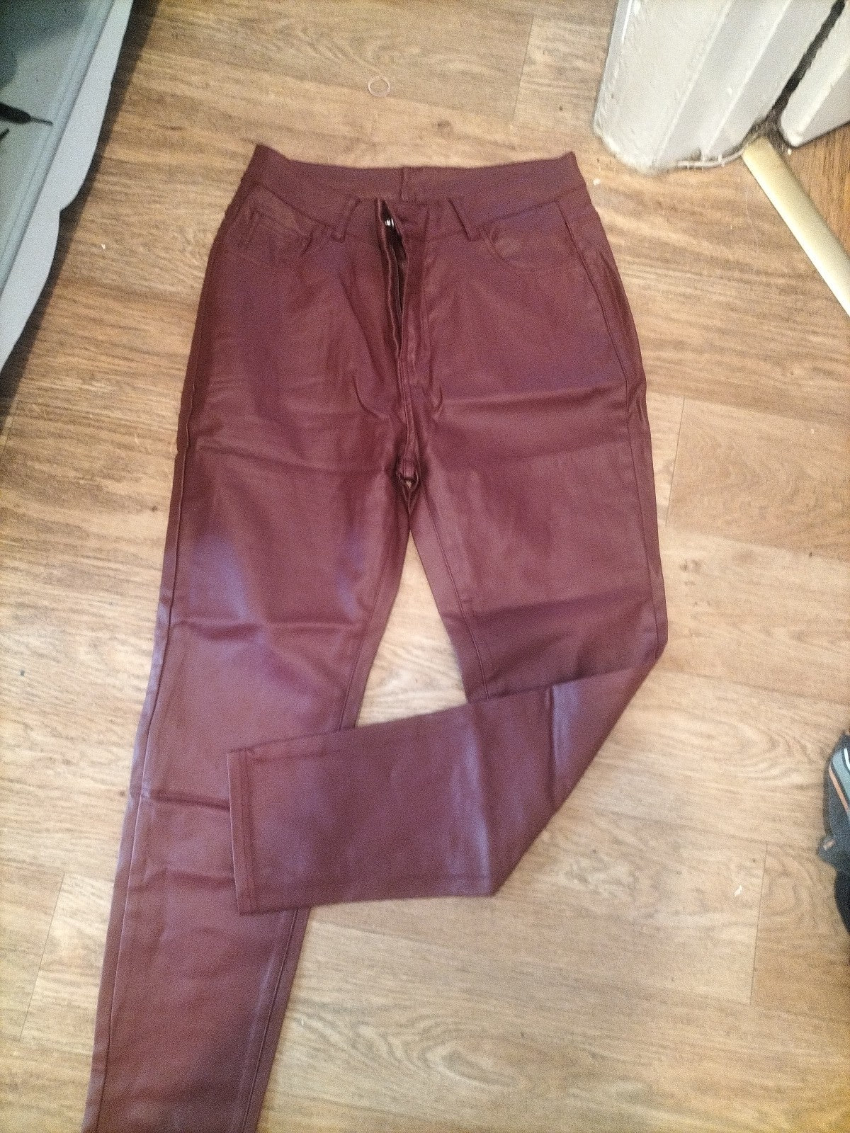 Ladies Size XL Rust Pleather Trousers