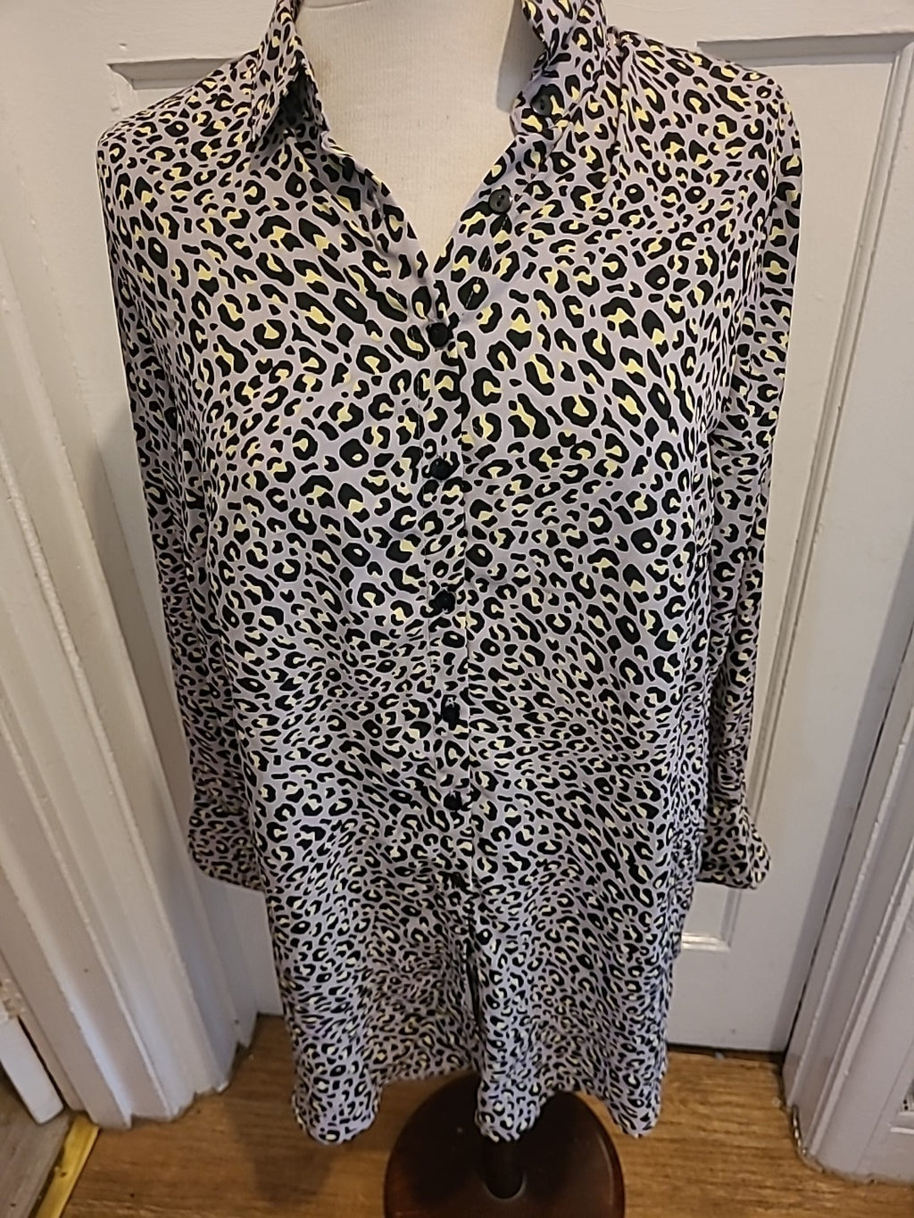 Ladies New Look Maternity Size 10 Light Purple Black And Yellow Long Sleeve...