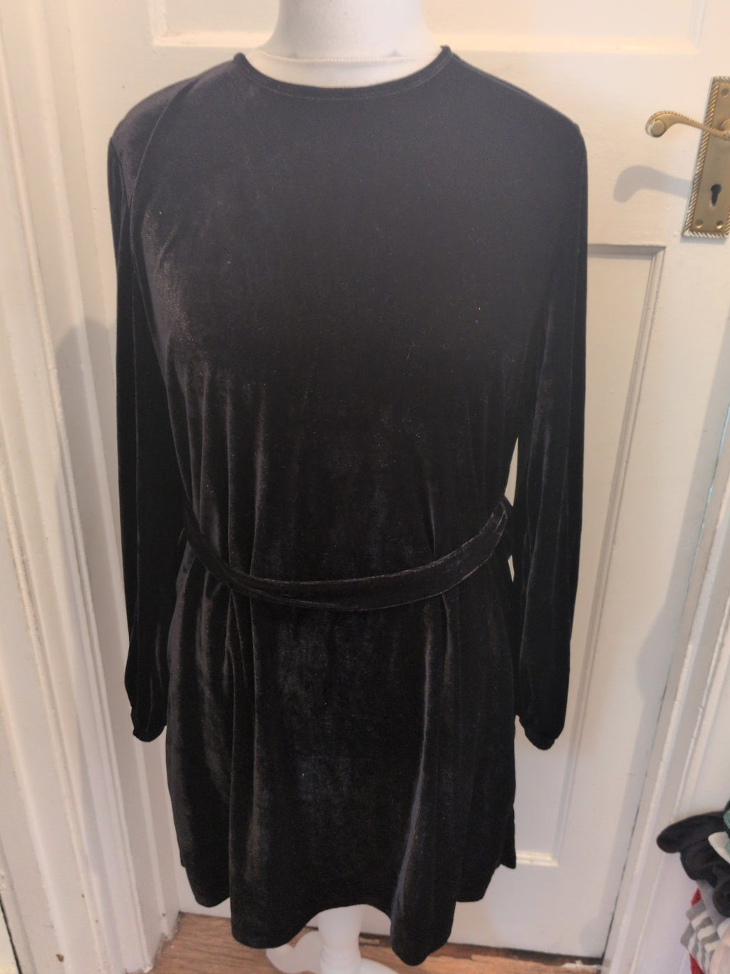 Primark 12-14 Medium Black Suede Feel Long Sleeve Dress