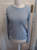 M&Co 16 Blue With Patterned Sleeves Long Sleeve Blouse