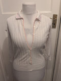 Ladies Cutter And Buck Size M White And Pink Long Sleeved Cardigan