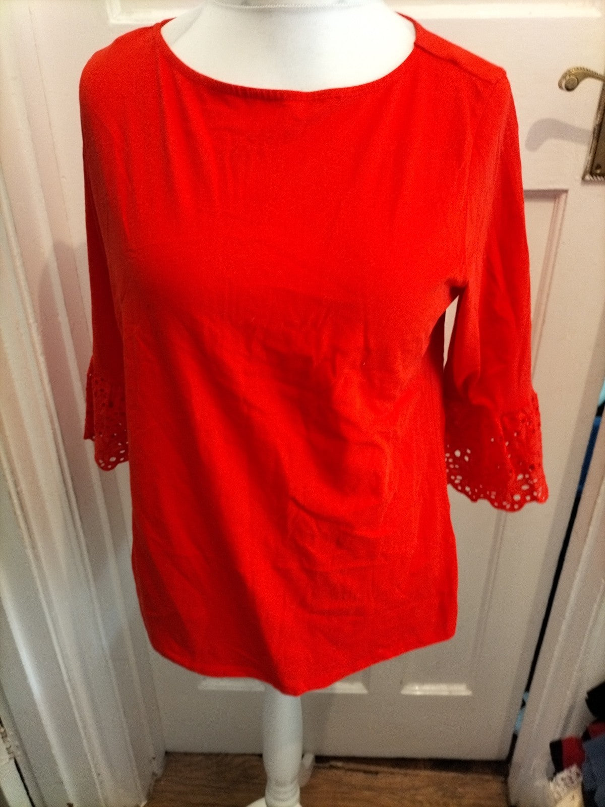 George 14 Orange Red Long Sleeve Blouse