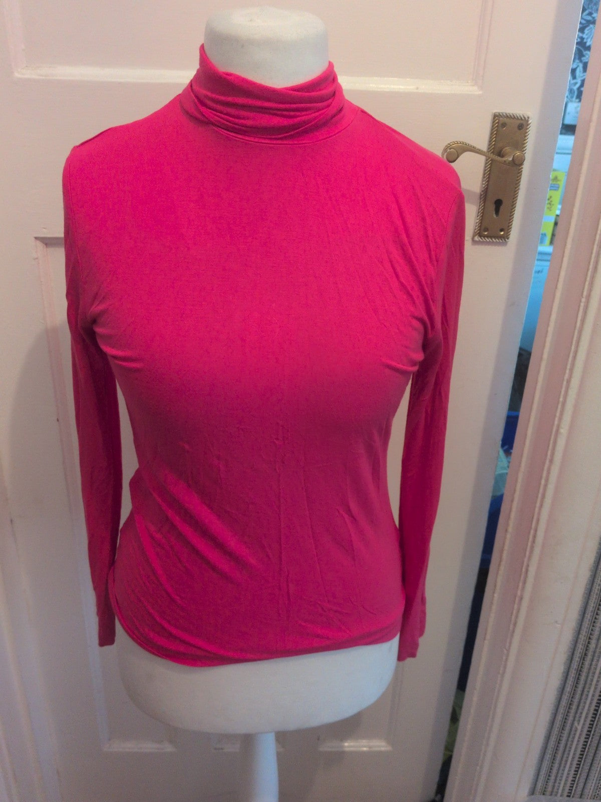 Ladies Cerise Pink TU Size 14 High Neck Long Sleeved Top Free Delivery