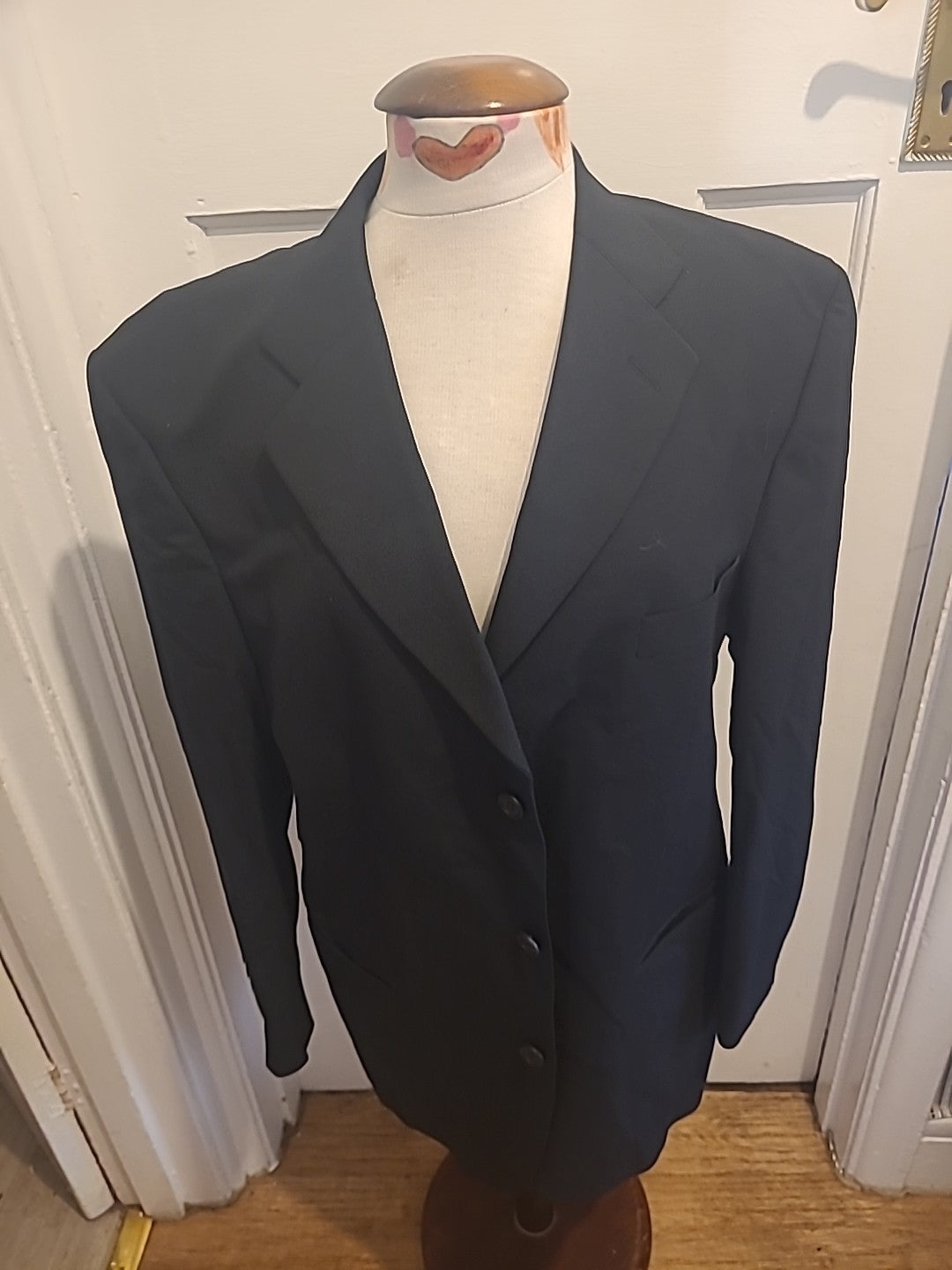 Mens M&S Size 42S Black Padded Lined Blazer