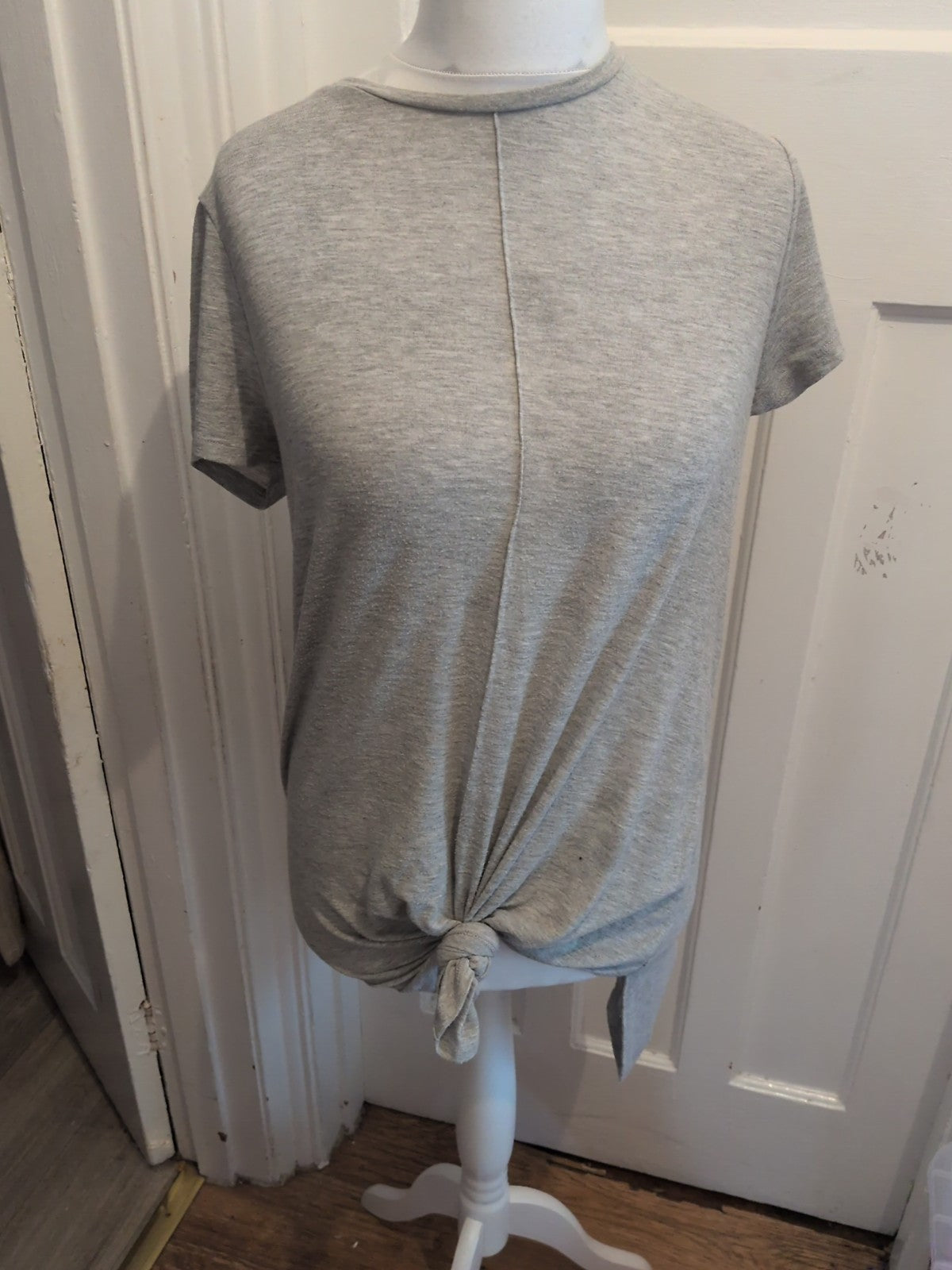 14 Grey Longline Front Knot T-shirt