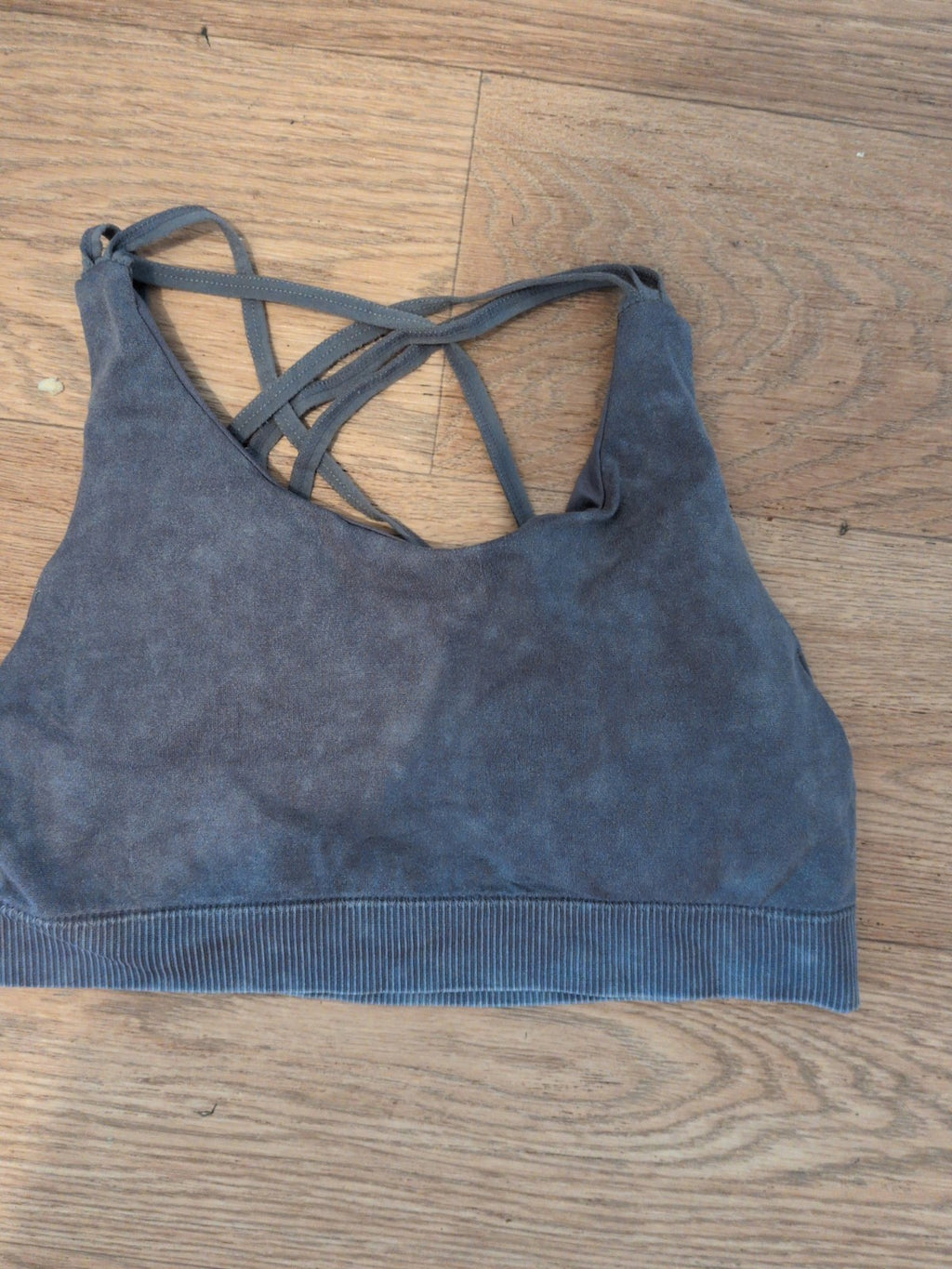 Workout Medium Grey Strappy Sports Bra Slight Padding