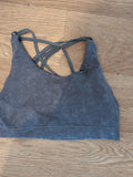 Workout Medium Grey Strappy Sports Bra Slight Padding