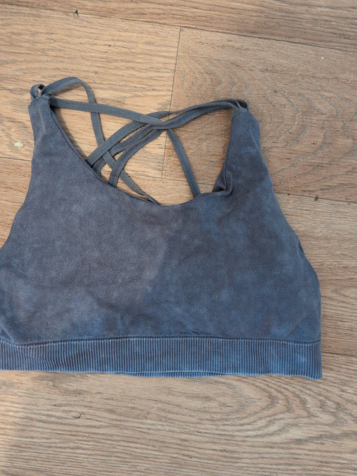 Workout Medium Grey Strappy Sports Bra Slight Padding