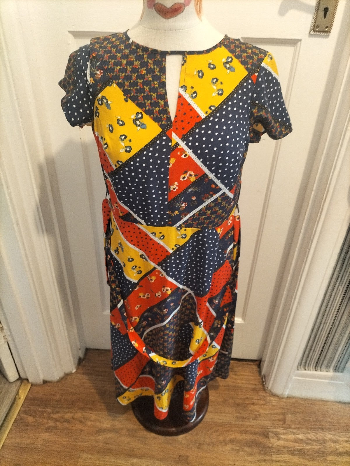Ladies Tu Size 8 Multi Coloured Cap Sleeved Dress