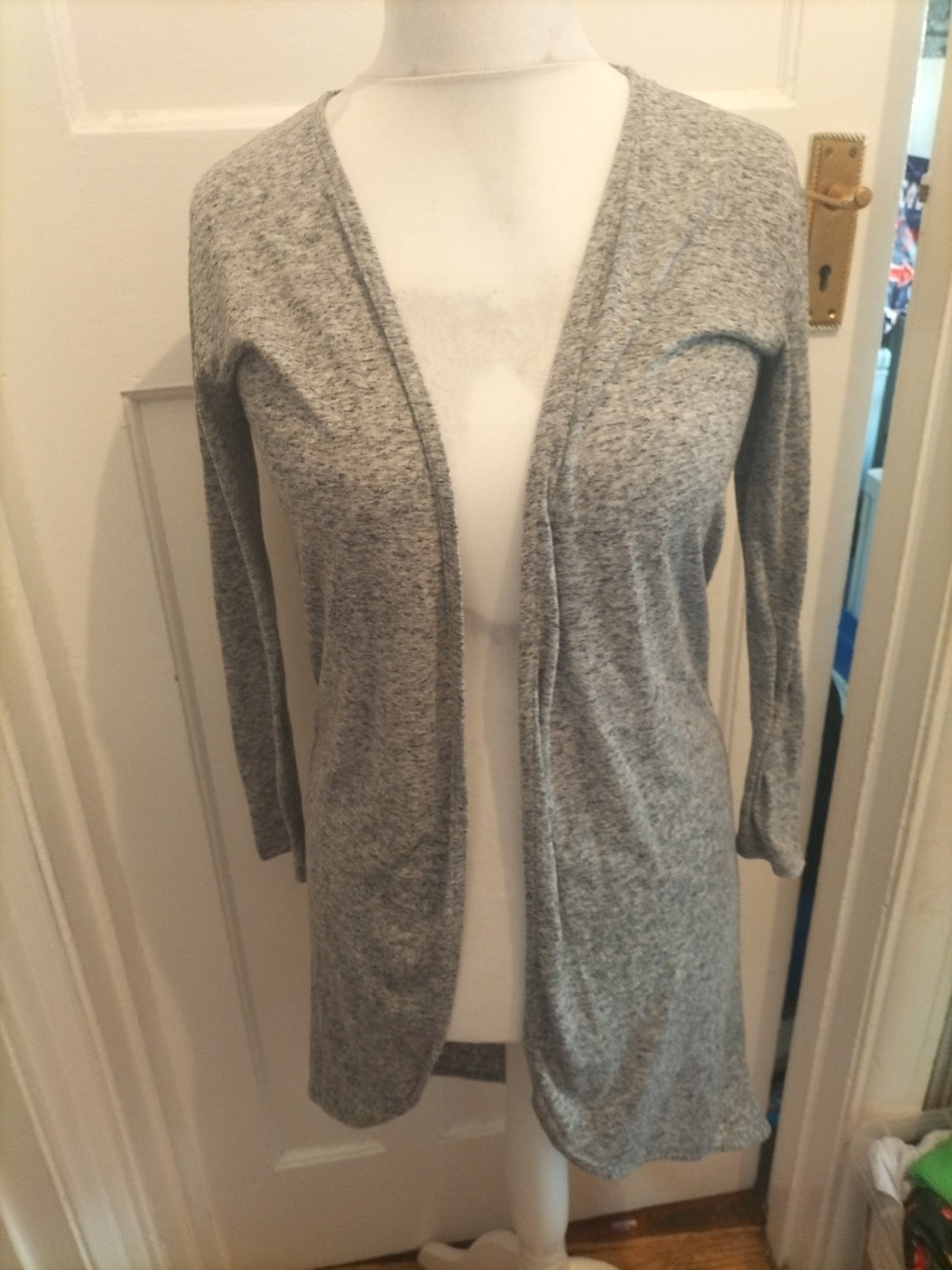 Ladies Fashion Originals Size 8 Grey Flecked Lightweight Cardigan Open