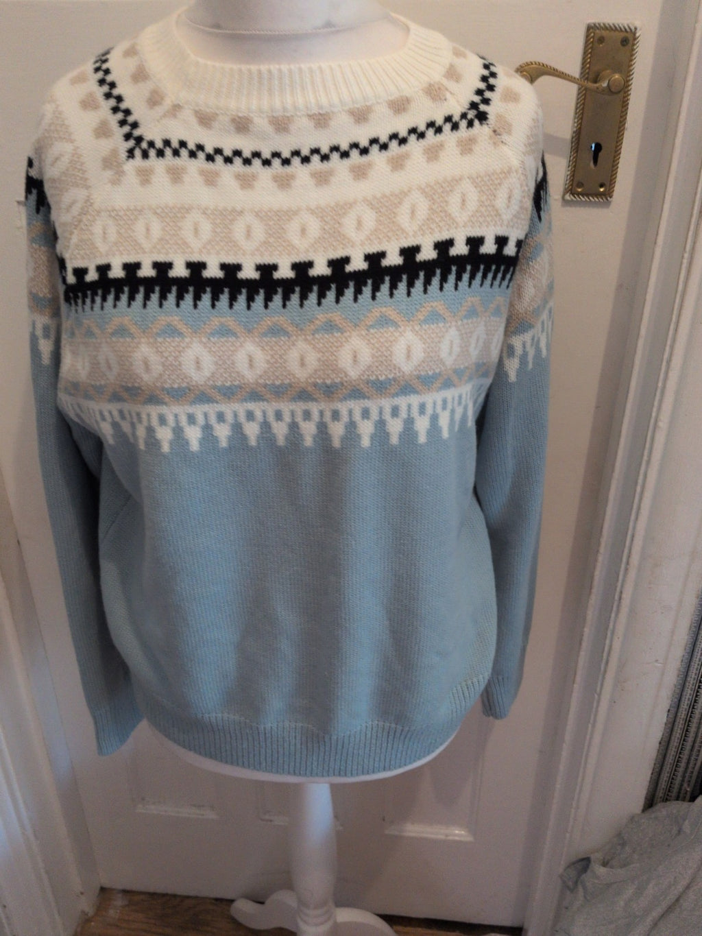 XL Blue Grey White Ultra Soft Pullover Jumper