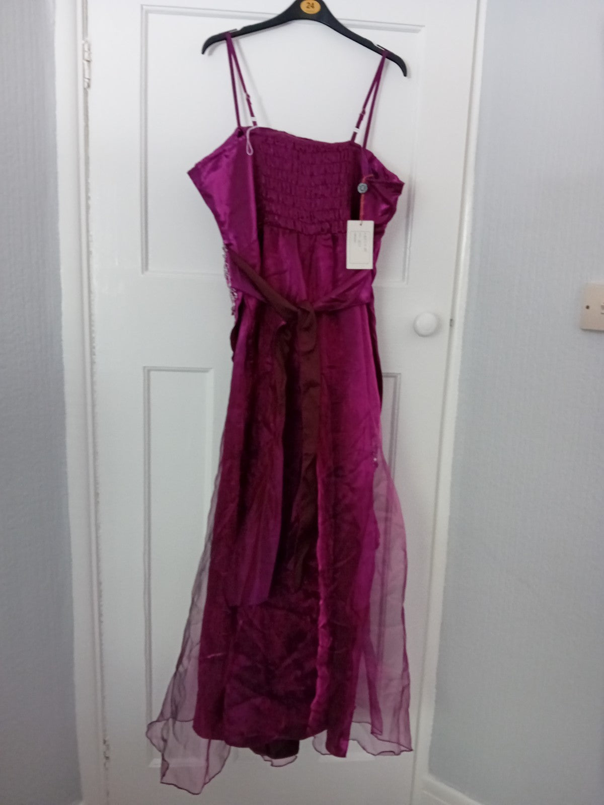 Ladies Brand New Evening Dress Size 18/20 Cherlone Purple With Diamonte...