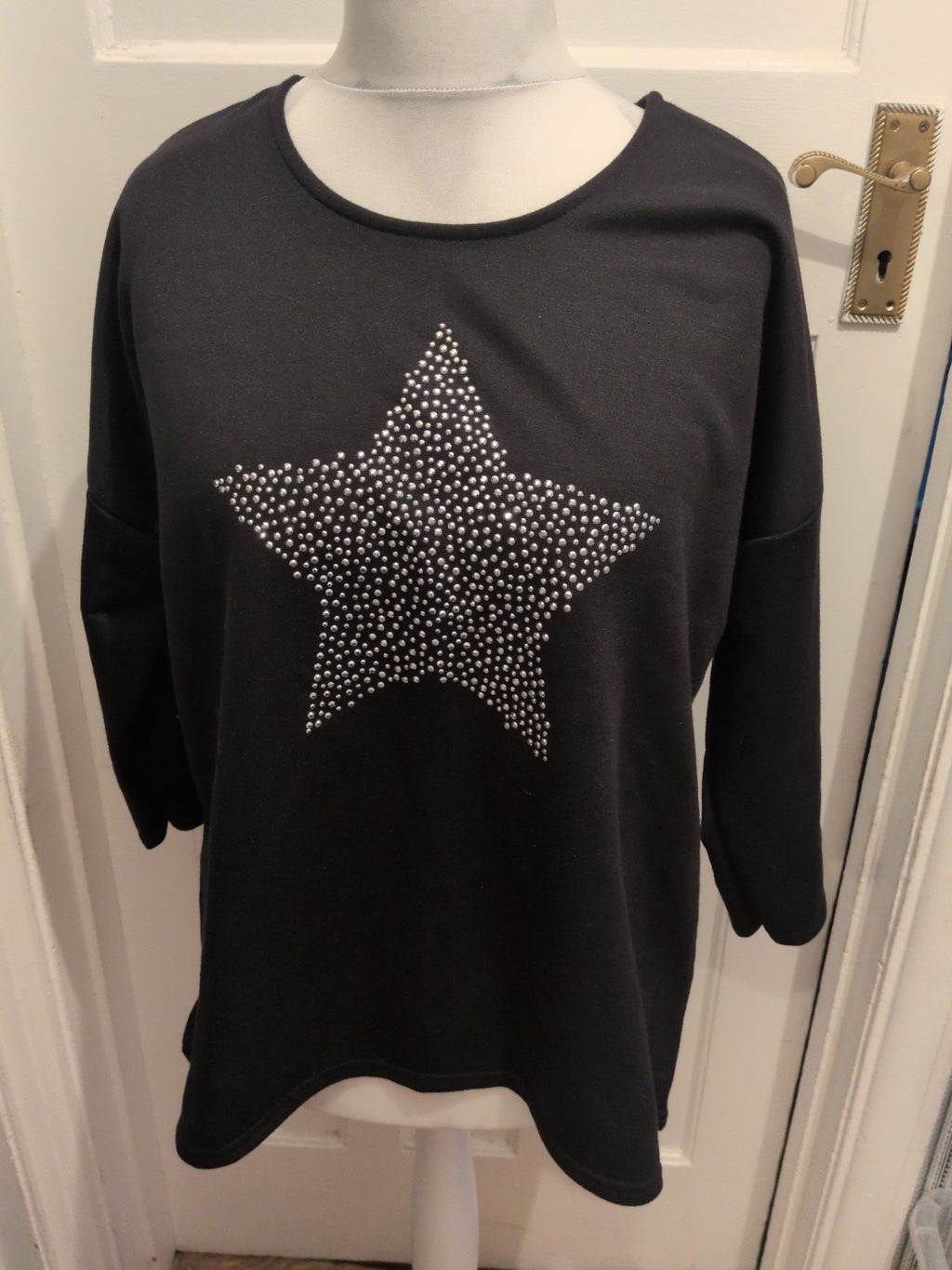 Peacocks Medium Black With Silver Star Jumper