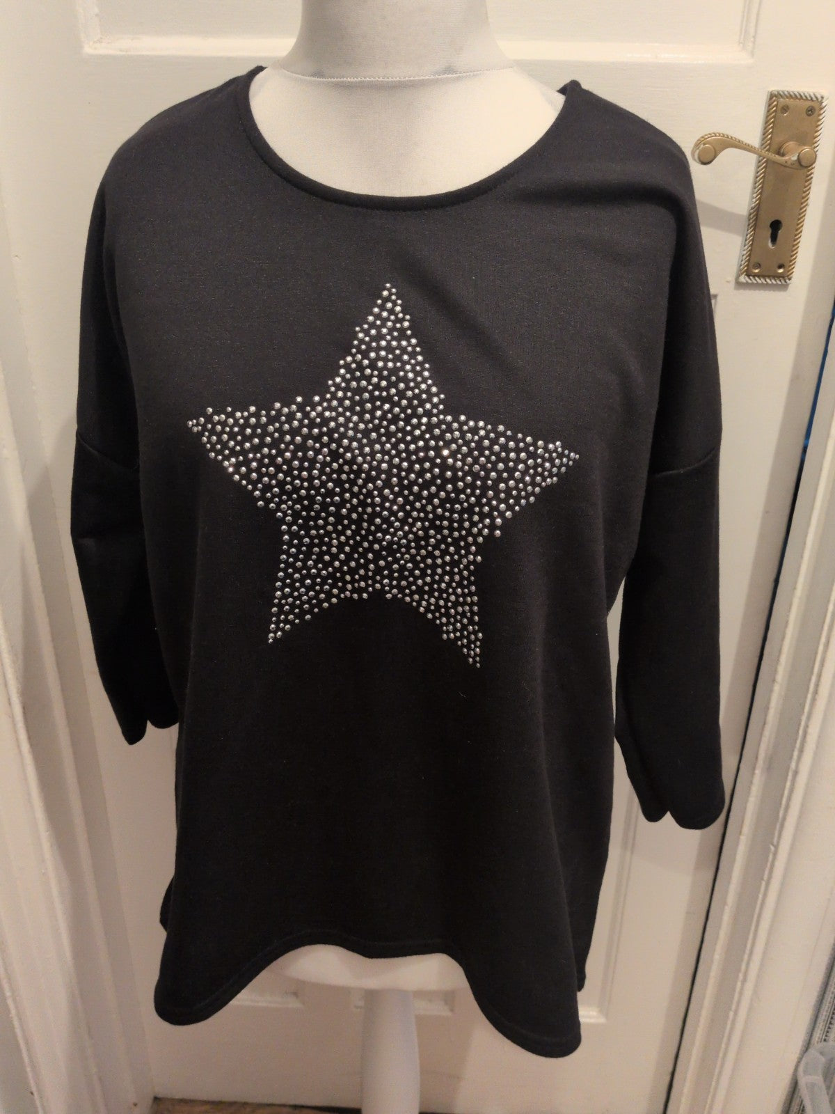 Peacocks Medium Black With Silver Star Jumper