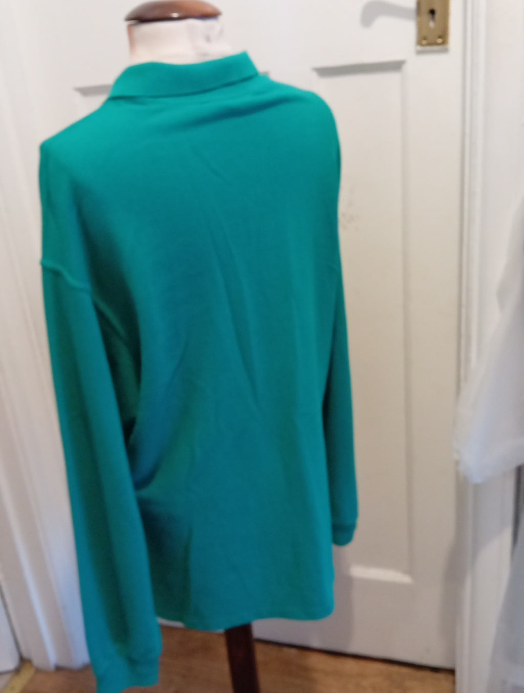 Mens St Michael Size Large Green Long Sleeved Polo