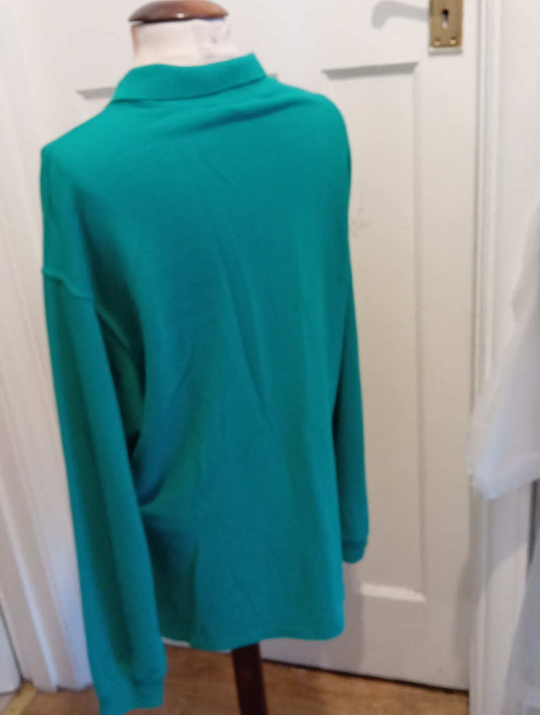 Mens St Michael Size Large Green Long Sleeved Polo