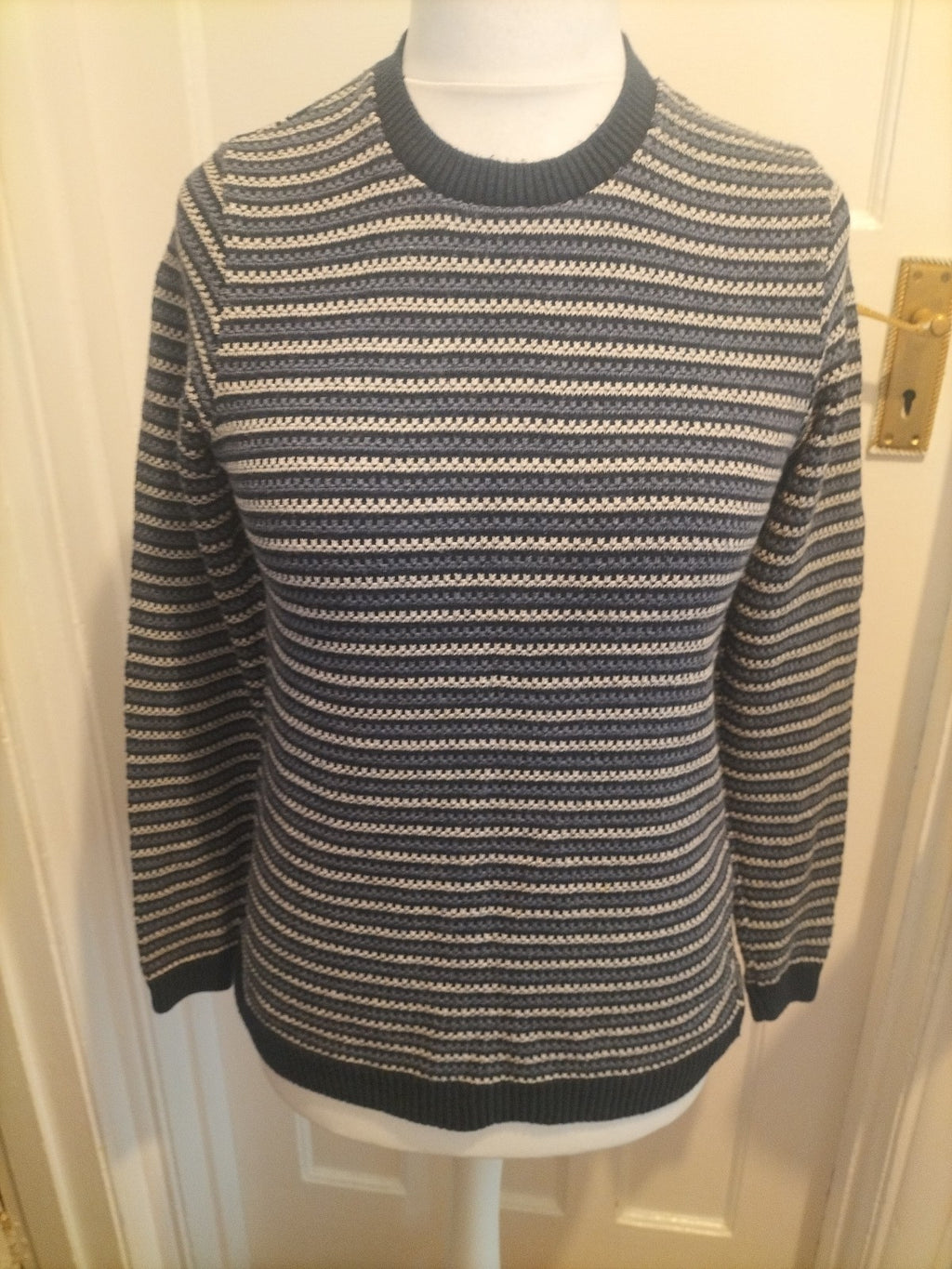 Ladies Refectory Size Medium Navy Striped Jumper