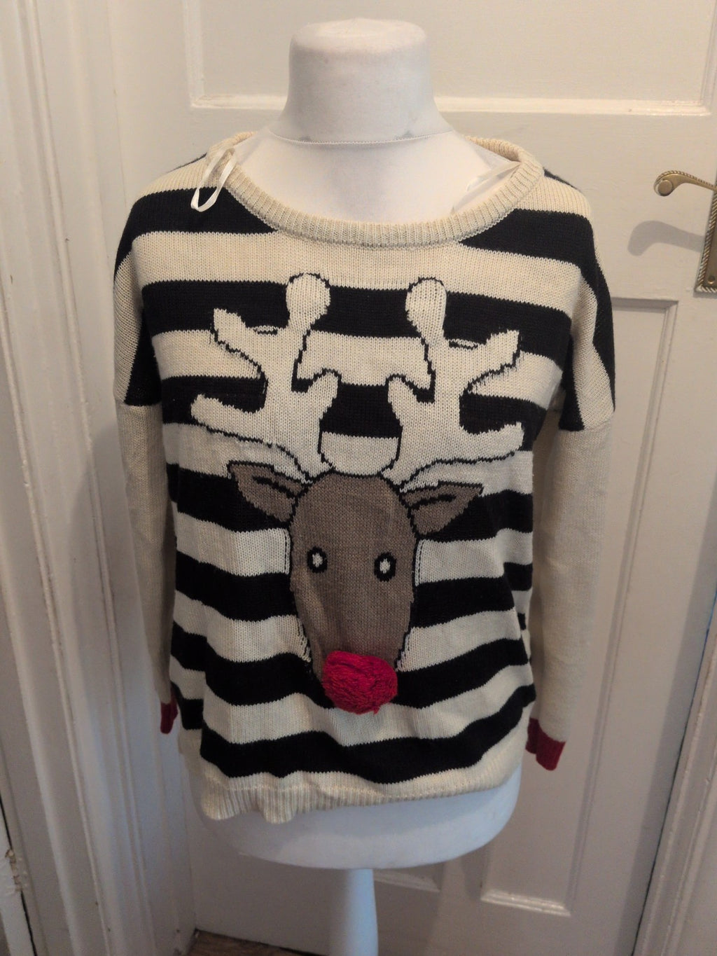 South 14 Striped Reindeer Pullover Jumper