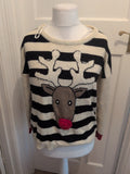 South 14 Striped Reindeer Pullover Jumper