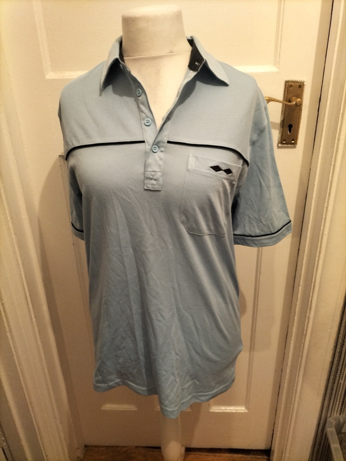 Mens Tom Hagan Size M Pale Blue Short Sleeved Polo