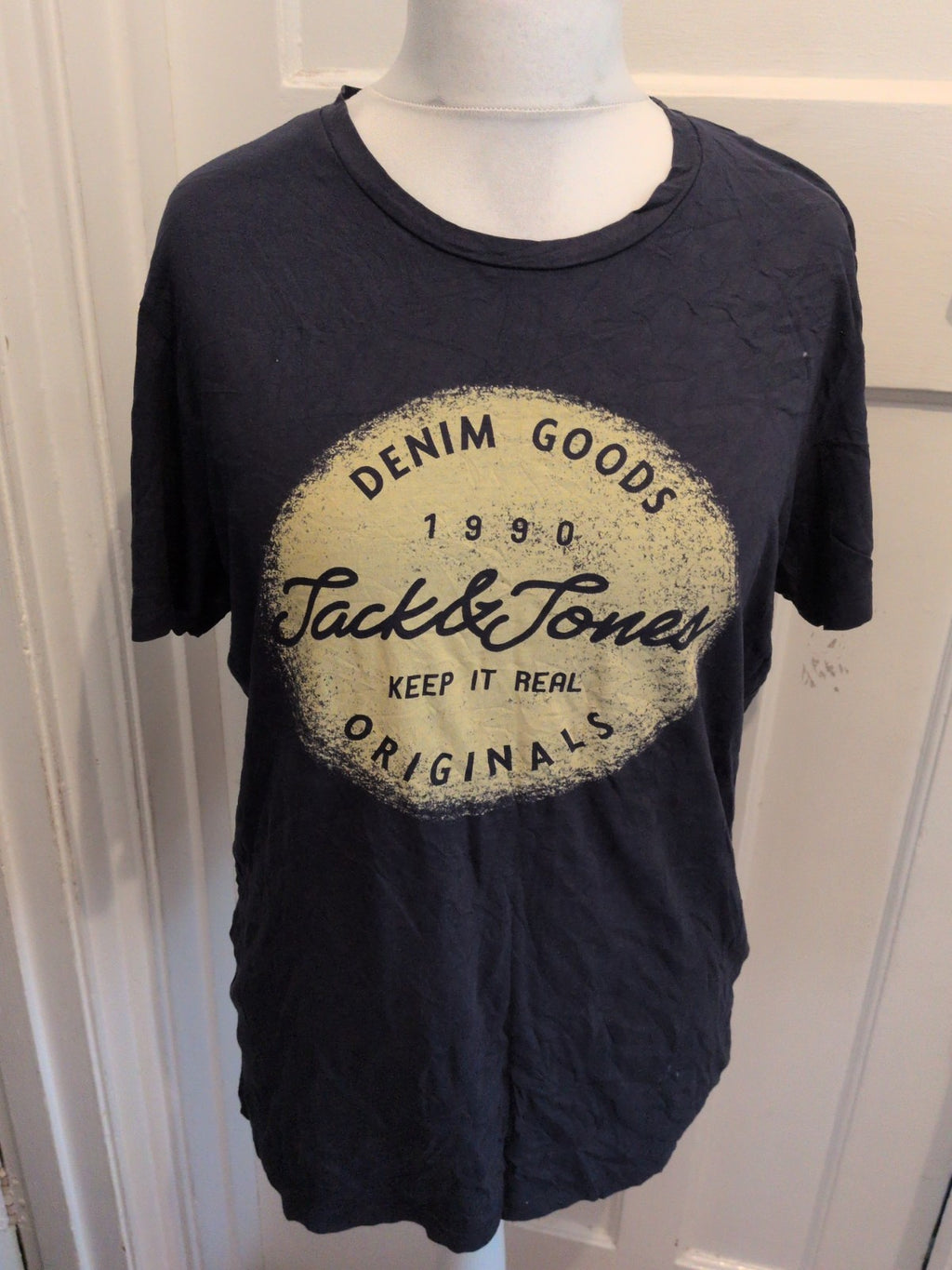 Jack & Jones XL Reg Fit Navy Print Short Sleeve T-shirt