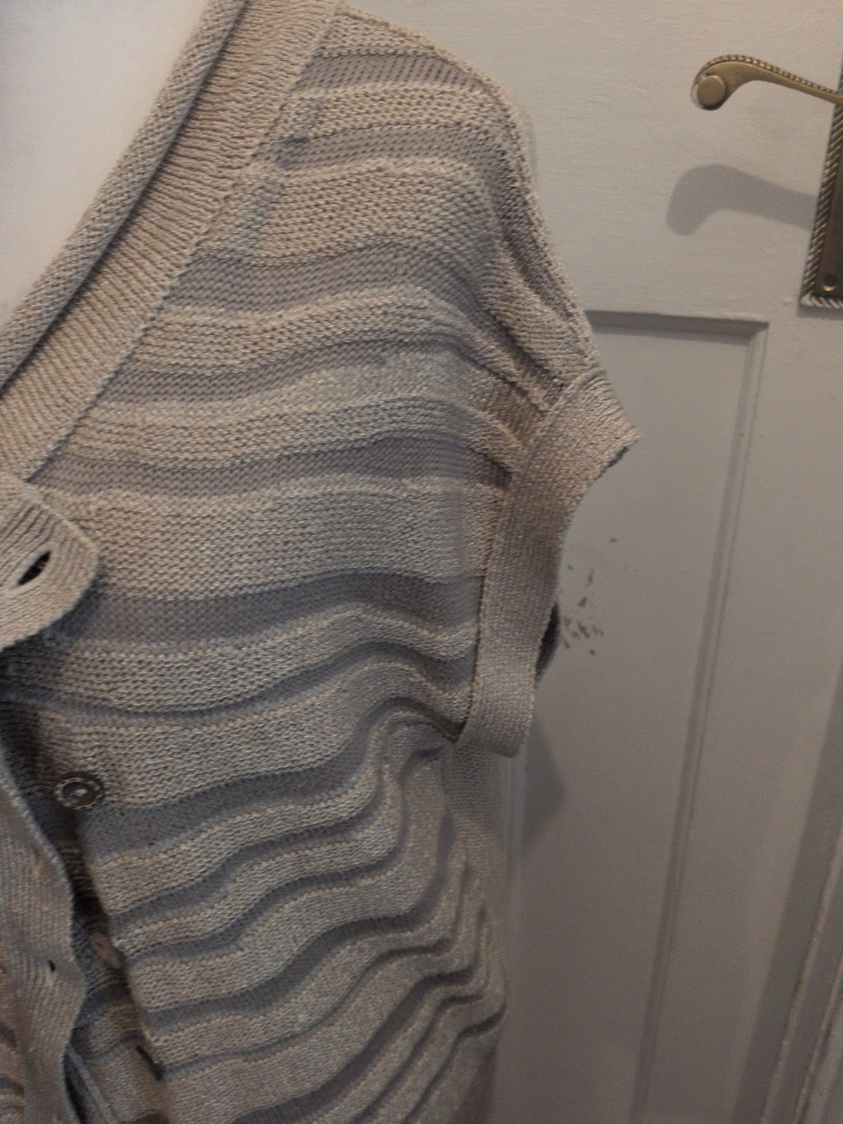 Per Una 14 Neutral Buttoned Sleeveless Cardigan