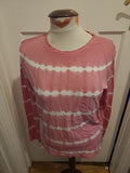 Ladies M&S Collection Size 8 Pink White Streak Long Sleeved Tshirt