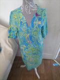 Ladies Size Small Yellow And Blue Short Dress