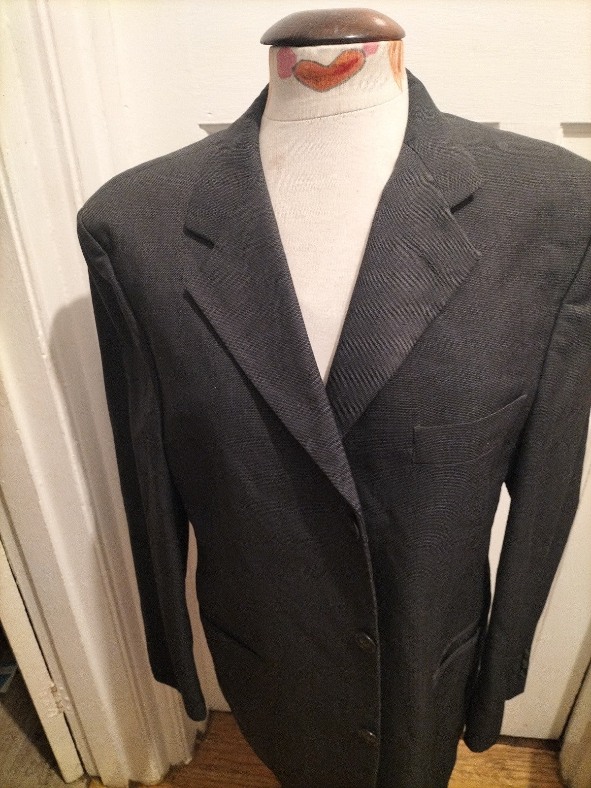 Mens Pinstripe Size 42" Navy Lined Padded Blazer