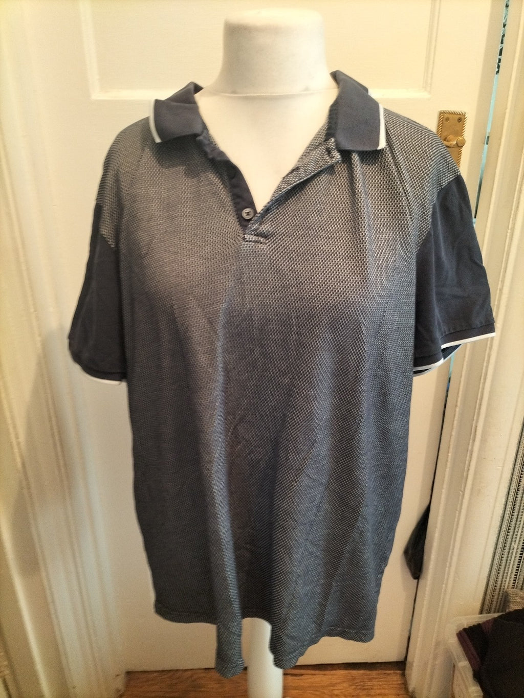 George XXL Navy And White Short Sleeved Polo