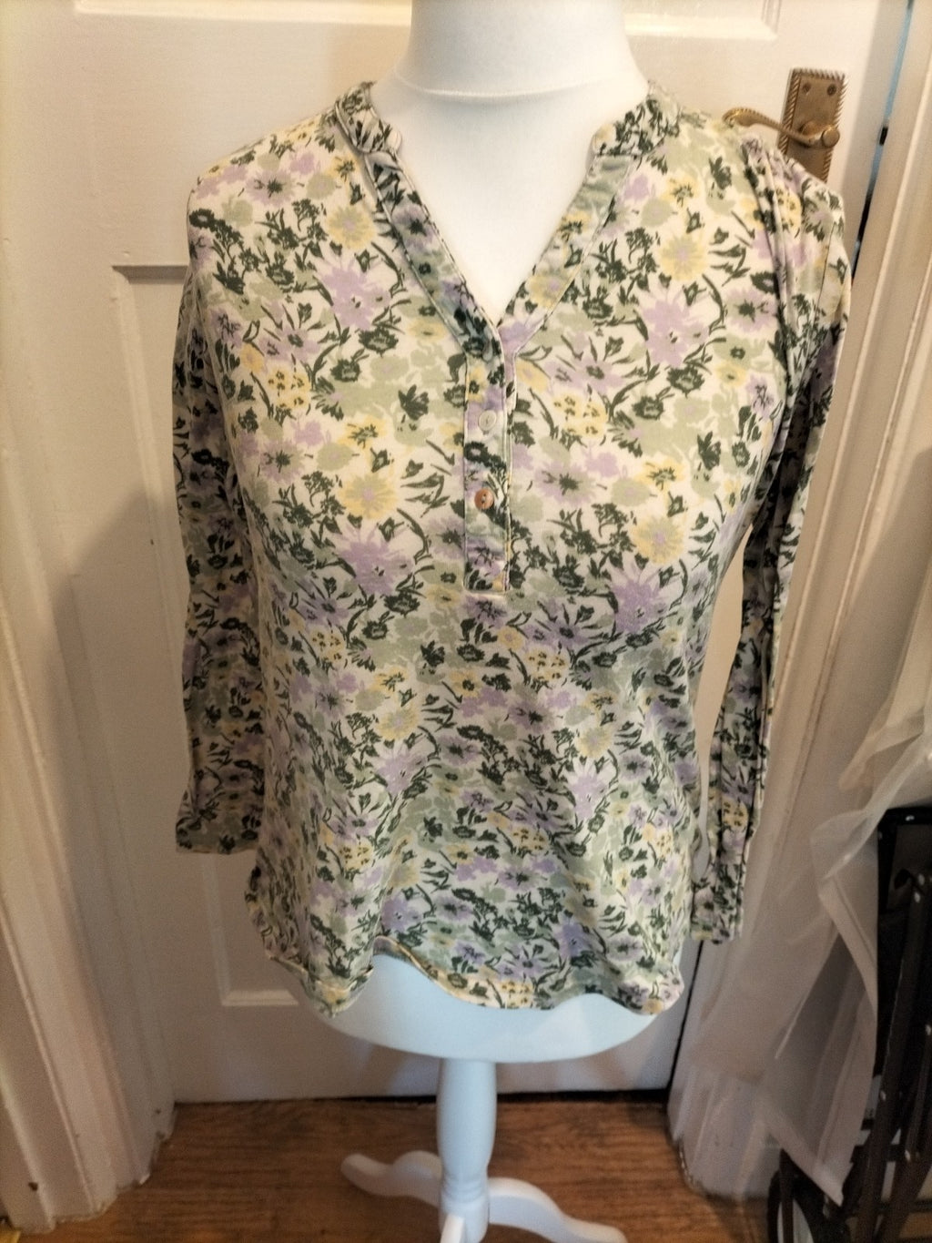 Ladies Cerulean Size Small Multicoloured Floral Long Sleeved Pyjama Top