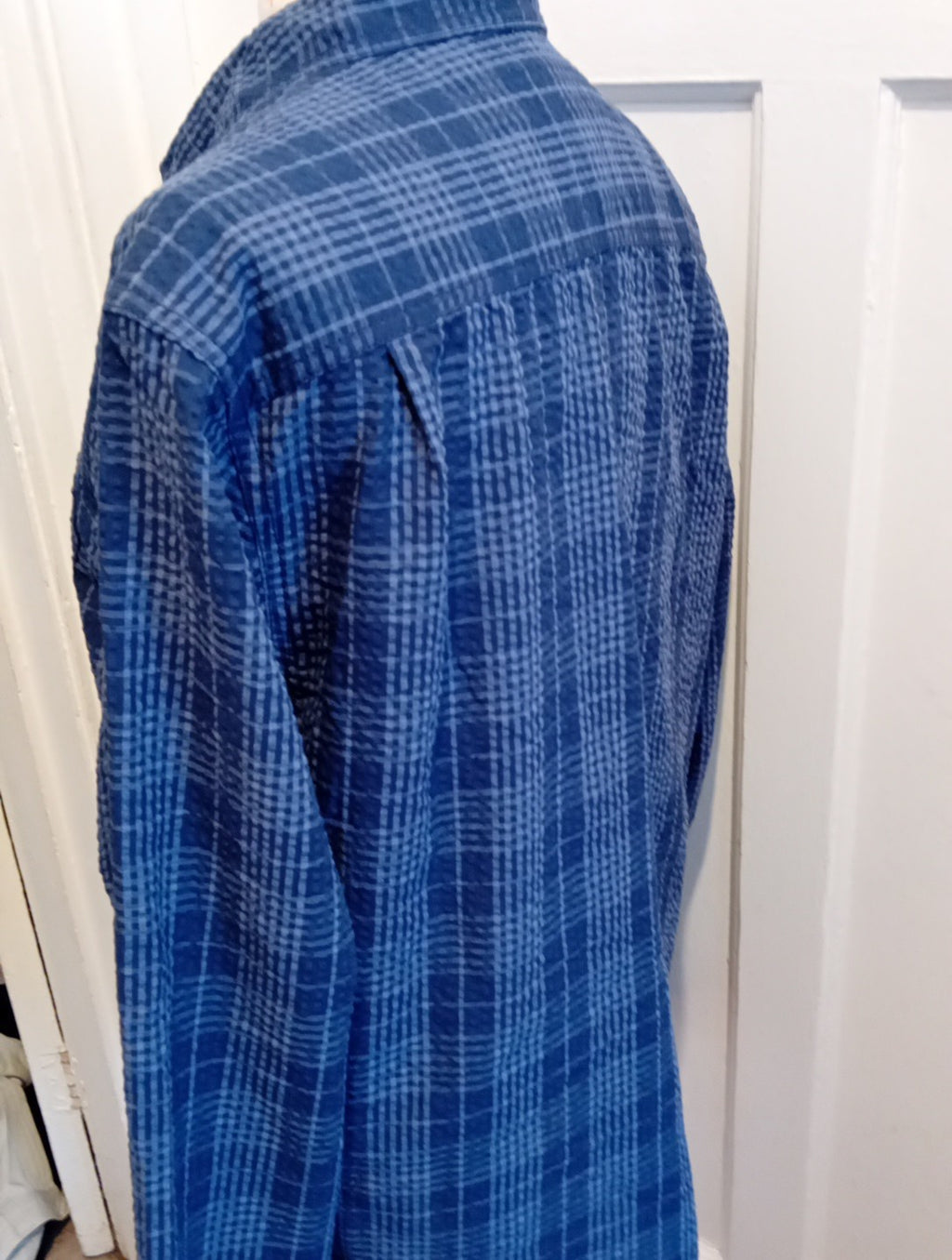 Mens Tu Size M 2 Tone Navy Check Long Sleeved Shirt