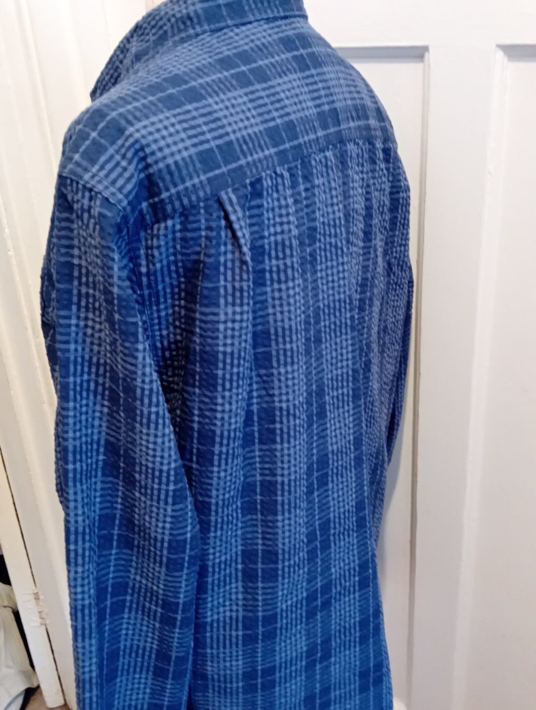 Mens Tu Size M 2 Tone Navy Check Long Sleeved Shirt