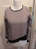 Ladies QED London Size 10 Grey And Black Blouse