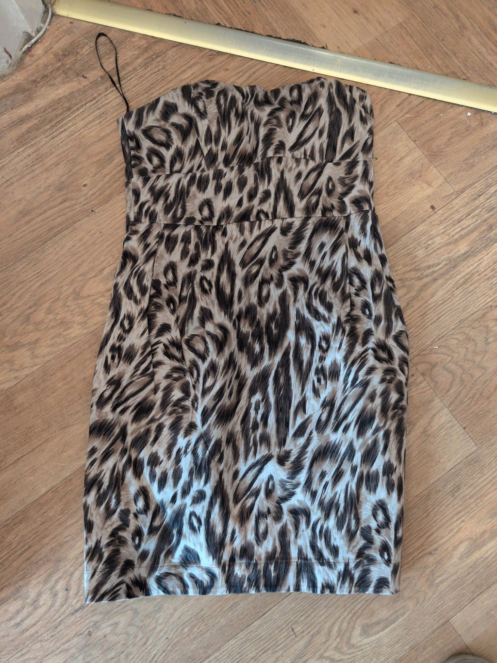 Papaya 10 Sleeveless Strapless Animal Print Boned Dress