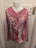 Large Pink Floral Long Sleeve Blouse