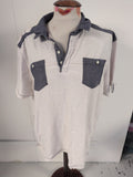Next 2XL White And Grey Short Sleeve Polo Shirt