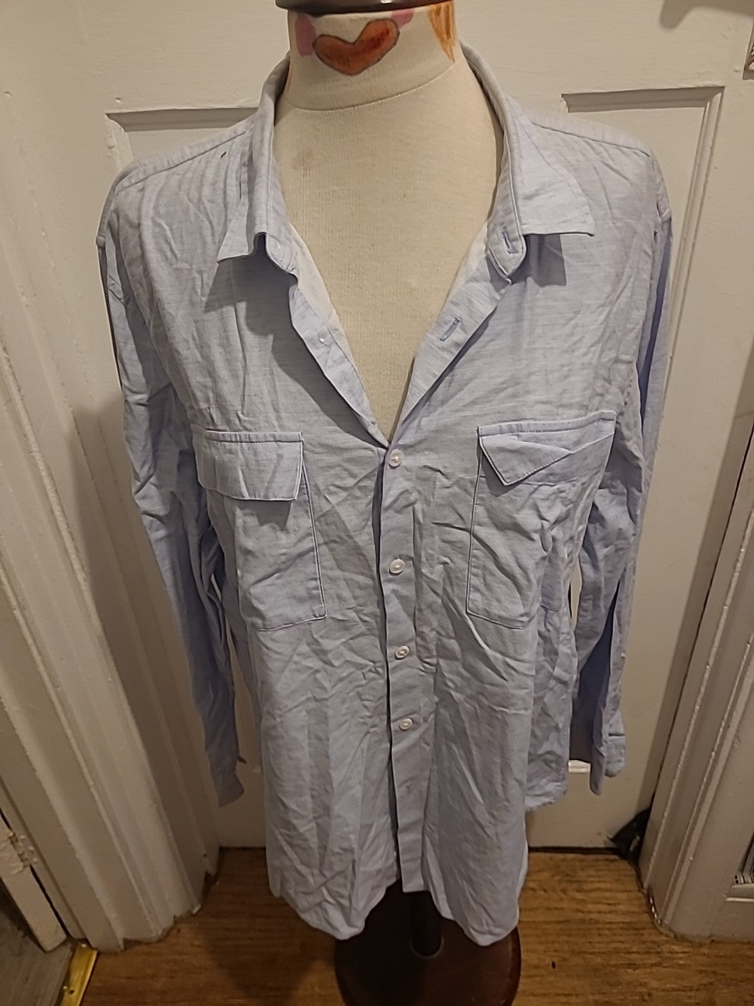 Mens Burton Men'swear Size XL Pale blue Long Sleeve Shirt