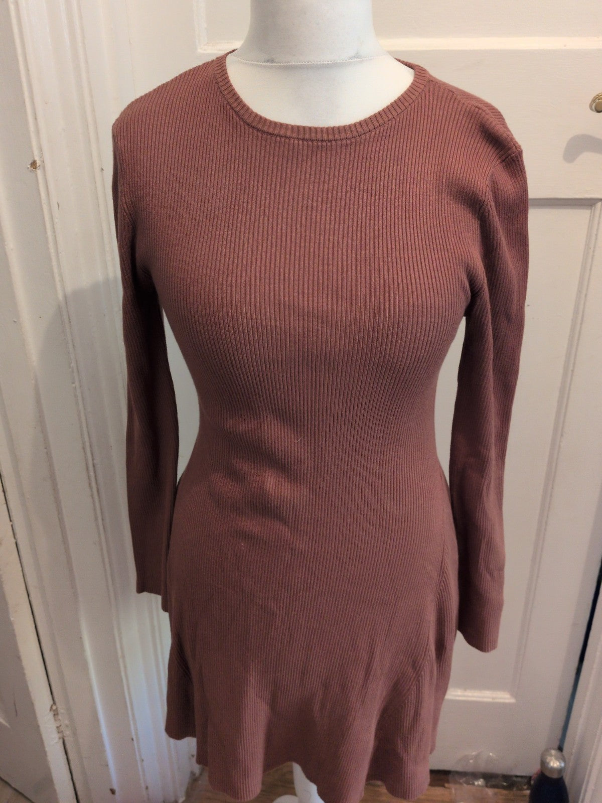 Primark 12-14 Brown Long Length Long Sleeve Dress