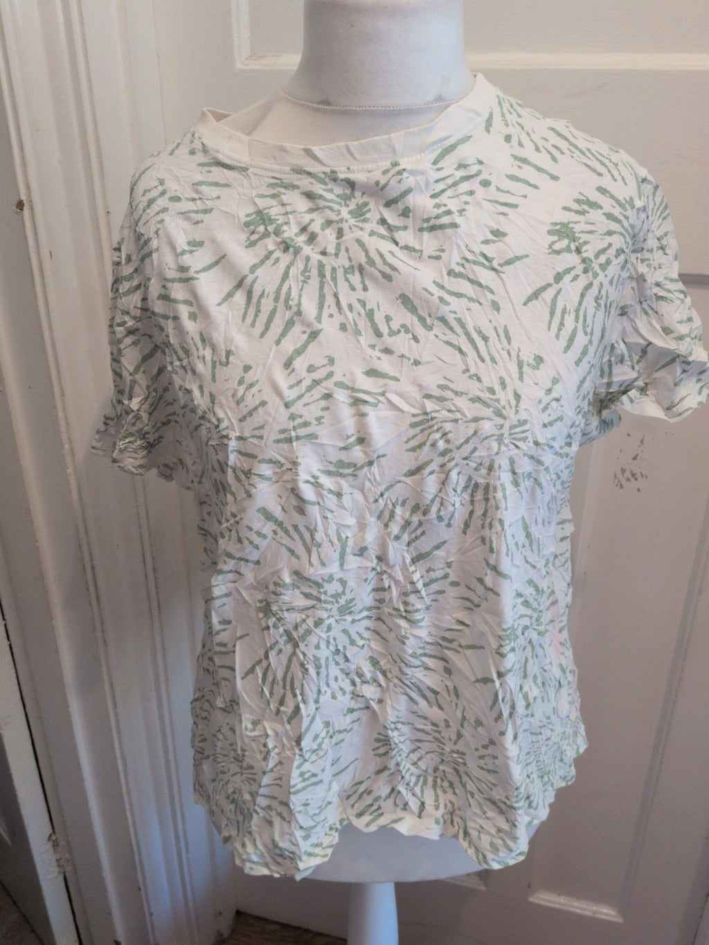 Primark 2XL Ladies Green White Printed T-shirt