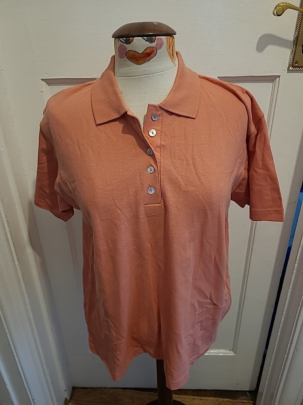 Ladies Compliments Size 14-16 Peach Short Sleeved Polo