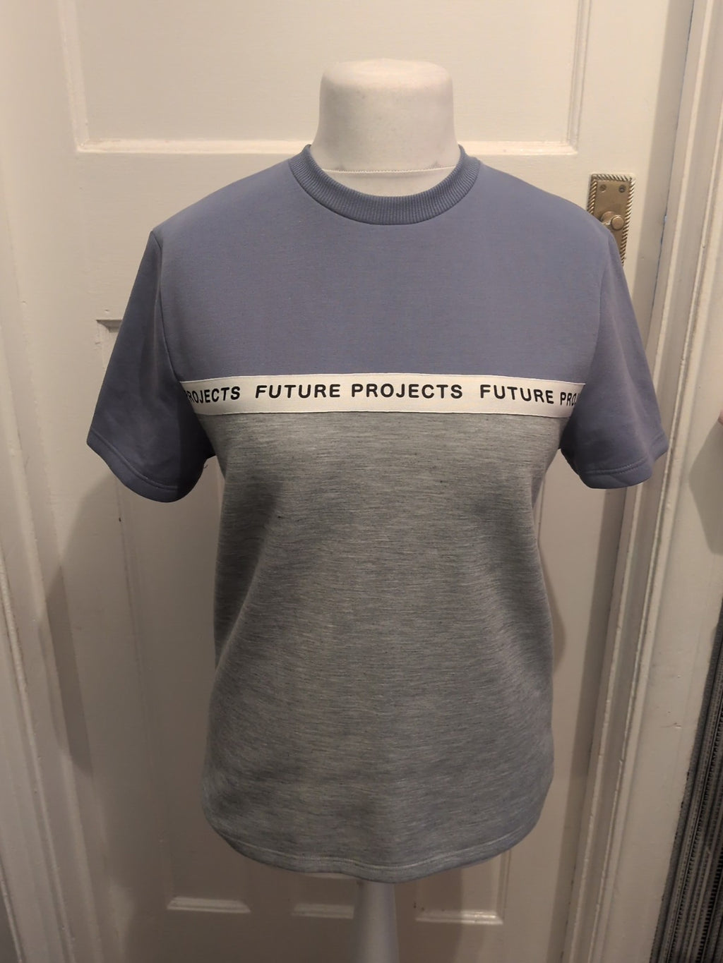 Primark Small Blue And Grey Short Sleeve Jumper