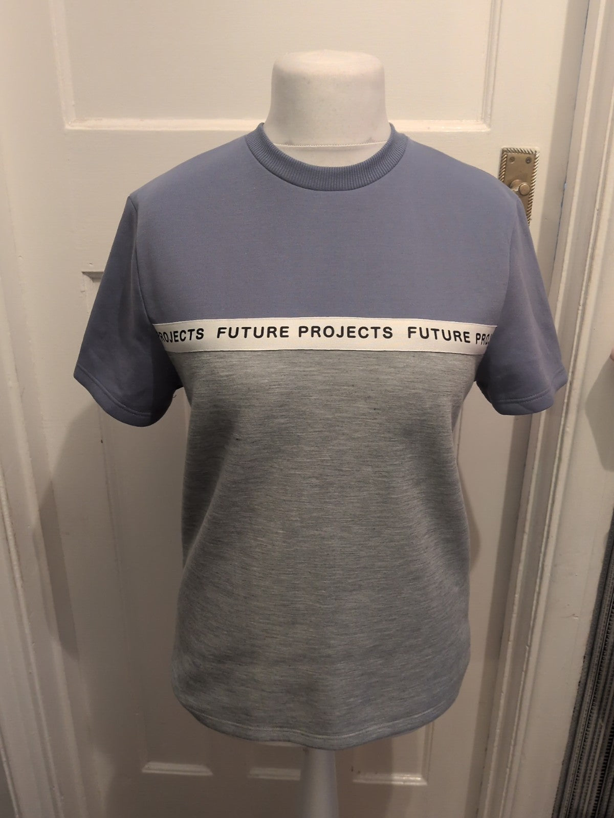 Primark Small Blue And Grey Short Sleeve Jumper
