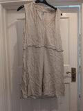 H&M 10 Cream And Black Patterned Sleeveless Dress V Neck