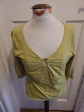 Ladies Talbots Size Medium Lime Mid Sleeved V Neck Tshirt