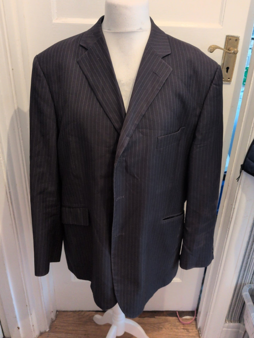 Marks And Spencer 46 Short Navy Stripe Suit Jacket